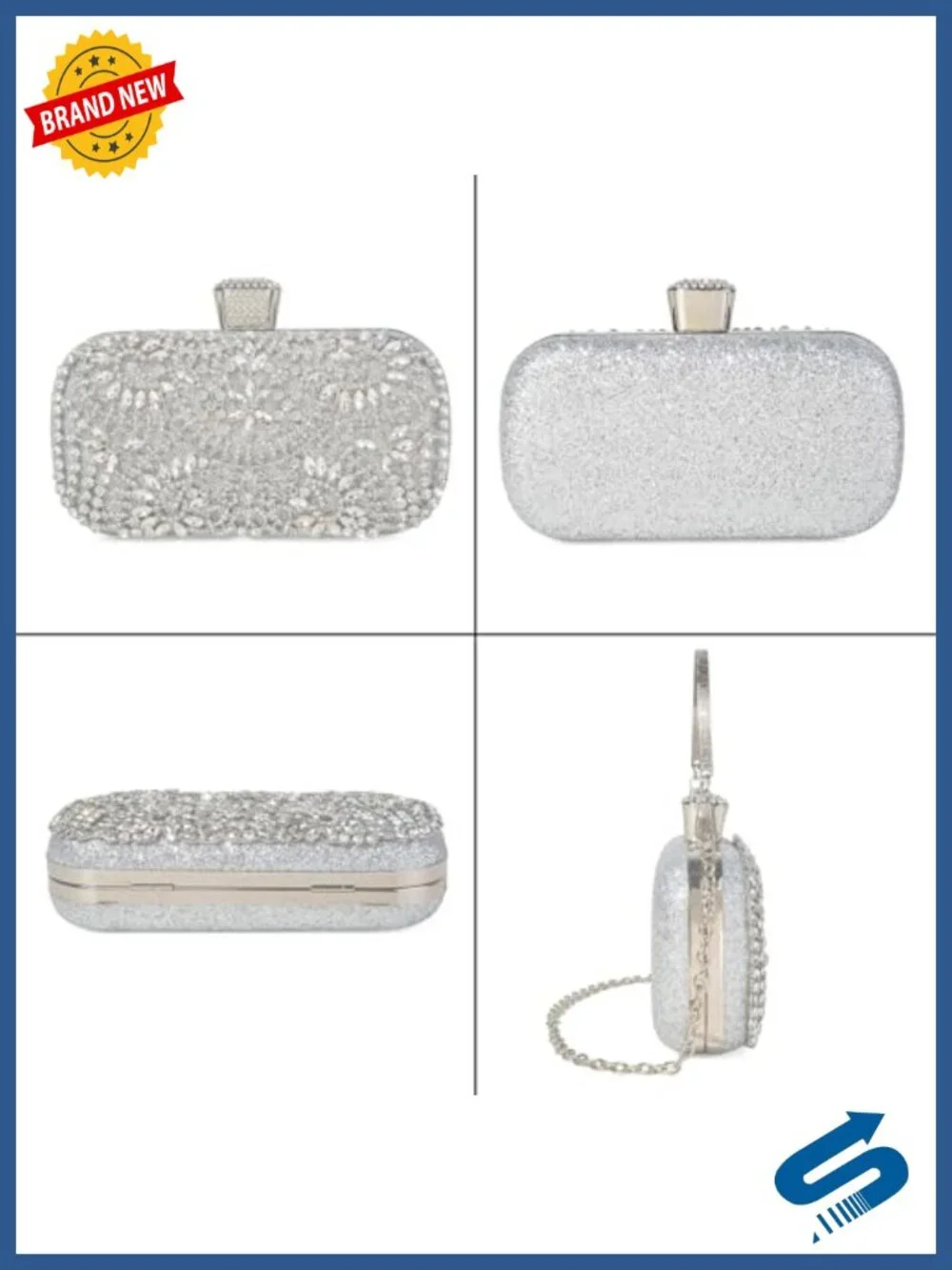 Sparkly Rhinestone Crystal Clutch Bag Sequin Bridal Evening Purse